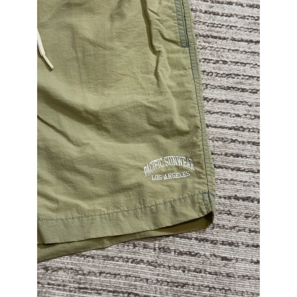 PacSun Los Angeles Mens Swim Trunks Olive Green Nylon Mesh Lined Shorts‎ Size M